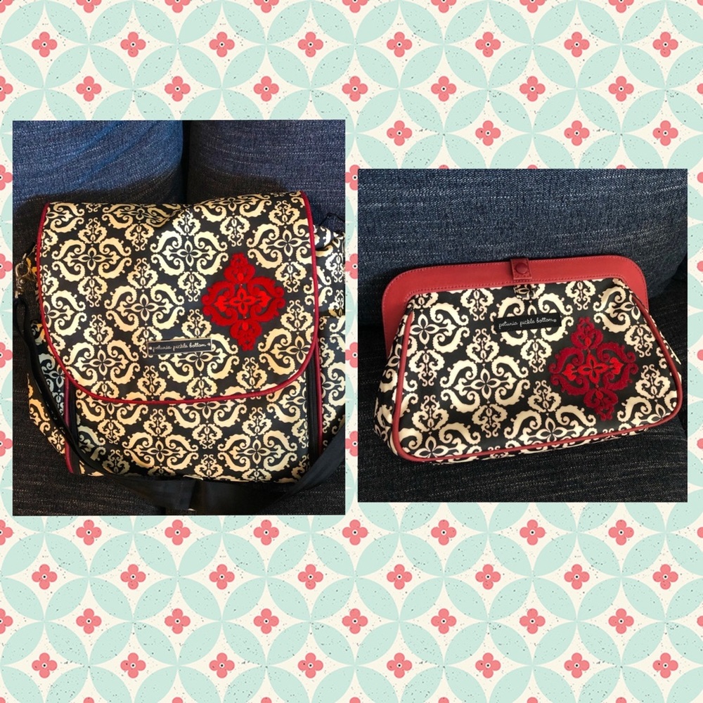 💕🌼 Petunia Pickle Bottom Diaper Bag with separate Diaper travel bag also